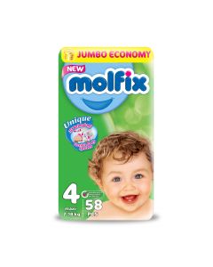 مولفيكس حفاضات للأطفال ميدي مقاس 4 (7-18 كجم) - 58 قطعة