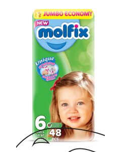 مولفيكس حفاضات للأطفال ميني مقاس 6 كبير جدًا (+16 كجم) - 48 قطعة