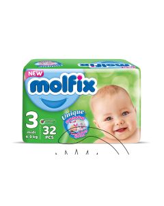 مولفيكس حفاضات للأطفال ميدي مقاس 3 (4-9 كجم) - 32 قطعة