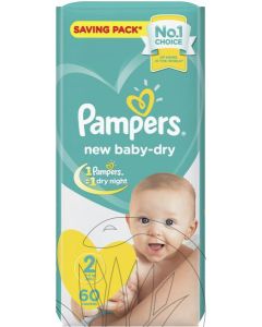 PAMPERS NEW BABY DRY #2 MINI (3-8KG) 60P