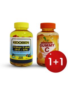 Kidoben Omega 120 Pieces + Gummy C 45 Pieces (1+1)