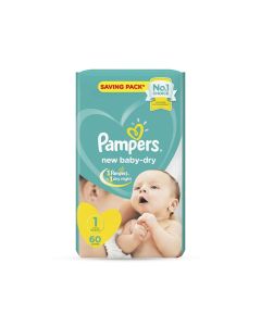 PAMPERS BABY DRY #1 NEW BORN (2-5KG) 60P